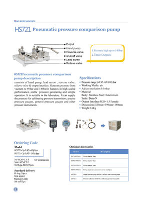 Banco de calibración neumático HS721 con motor de aire para mediciones y calibraciones precisas